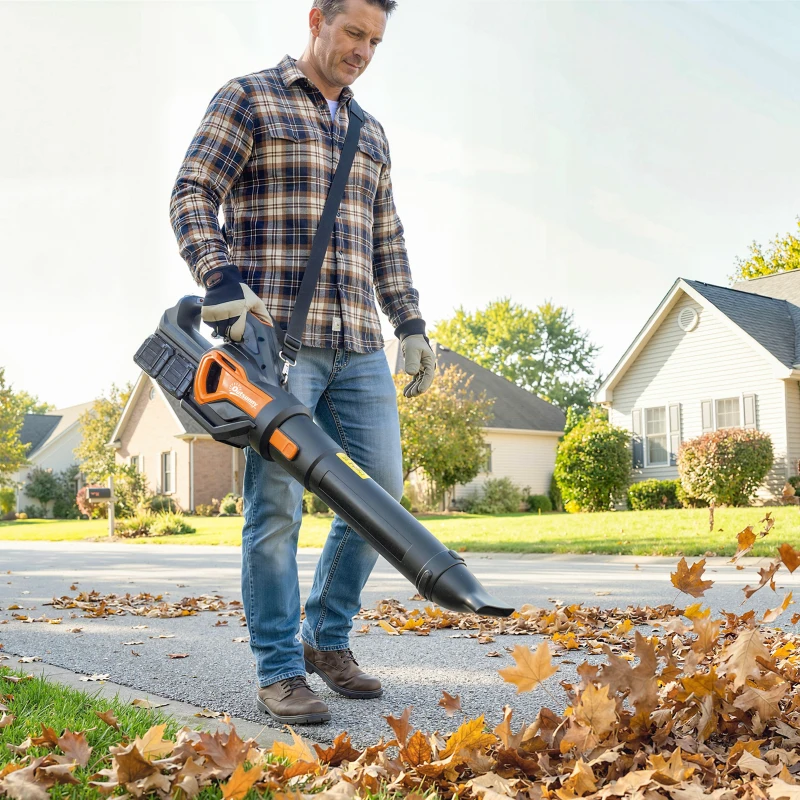 Outsunny Aspirator frunze 20V fără fir Suflantă de frunze cu 2x4.0Ah baterii & încărcător Turbo-Boost viteză suflare 162,7 km/h