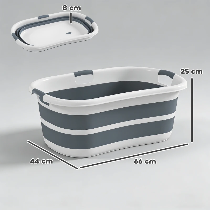 PawHut Bañera para Perro, Bañera Plegable y Portátil con Orificio de Drenaje, para Perros Pequeños y Cachorros, Gris