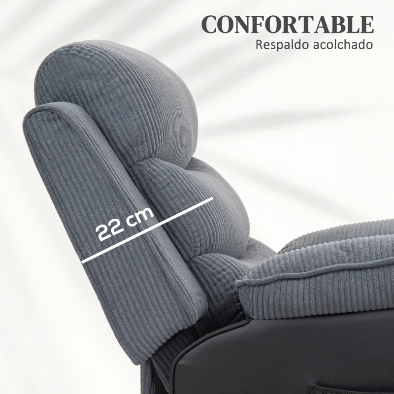 HOMCOM Sillón Relax Reclinable Eléctrico Levanta Personas con Mando a Distancia Puerto USB y Bolsillos Laterales Gris Oscuro
