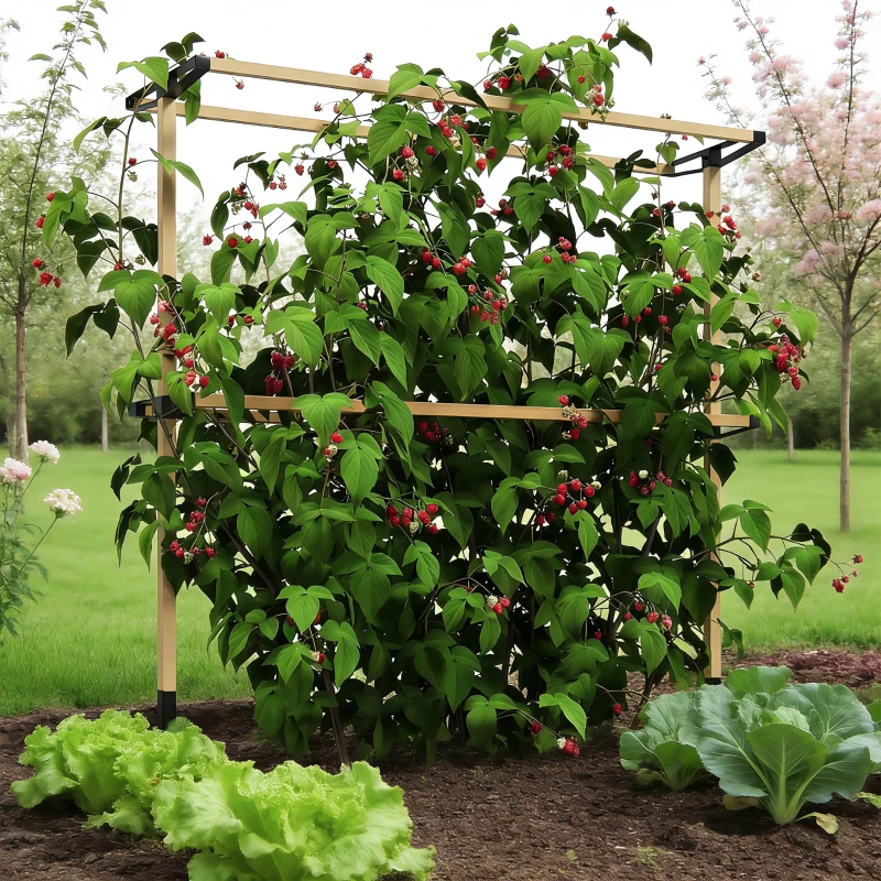 Outsunny Treillis de jardin métallique flexible pour baies : framboises, mûres & myrtilles – treillis extensible