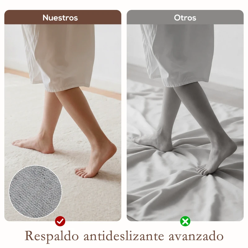 HOMCOM Alfombra Salón 120x160 cm Lavable en Lavadora Pelo Largo Estilo Moderno Tapete para Sala de Estar Dormitorio Crema