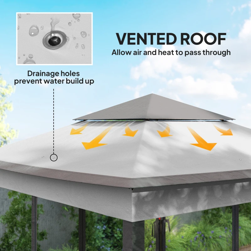 Outsunny Składany Pawilon z Bocznymi Ścianami Szary 3,25 x 3,25 x 2,7 m