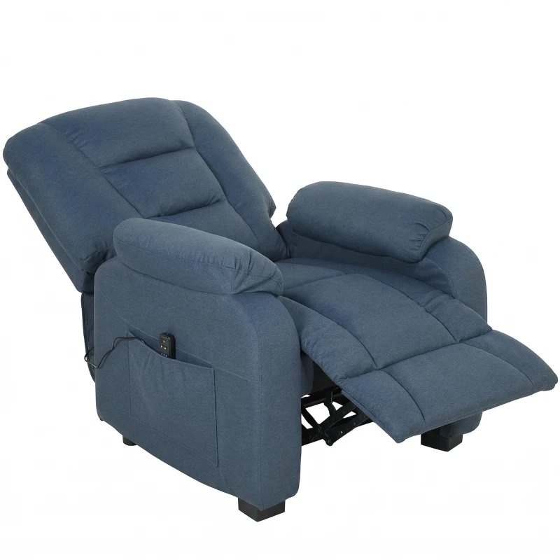 HOMCOM Poltrona Reclinável até 150° Elétrica Silenciosa c/ Função Memória Porta USB para Sala de Estar Azul