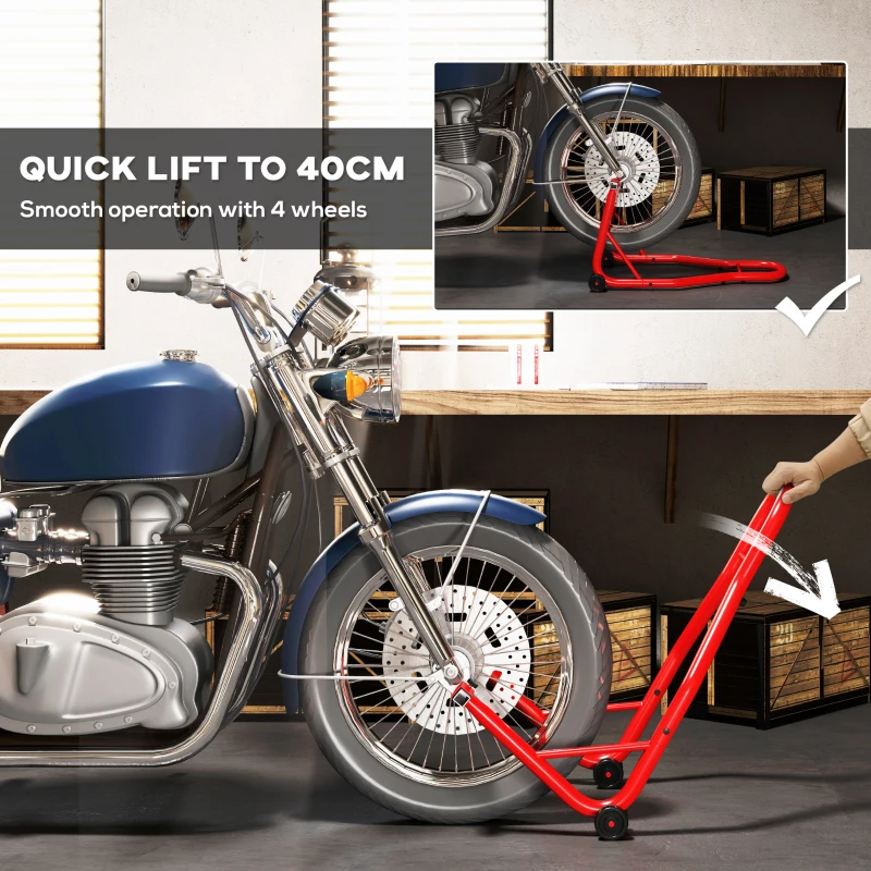HomCom Cavalletto Supporto per Moto Posteriore Con Doppio Tipo di Accessori in Acciaio, Rosso