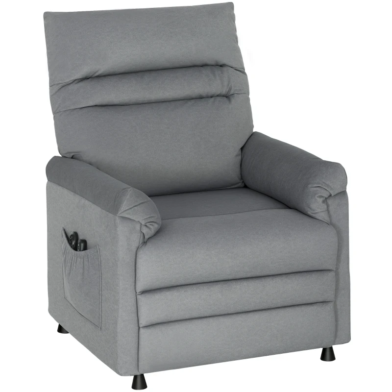 HOMCOM Sillón Relax Reclinable Eléctrico con Calor Lumbar Masaje Vibración Motor Silencioso Función de Memoria Gris