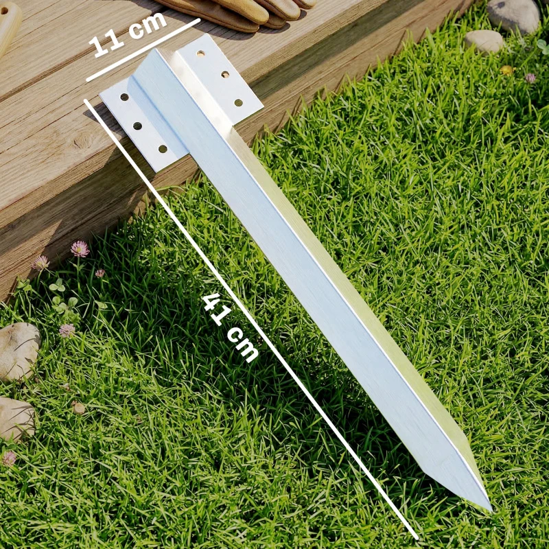 Outsunny set van 20 bielbeugels voor spoorbielzen, 41 cm zware verzinkte stalen palen met schroeven en handschoenen