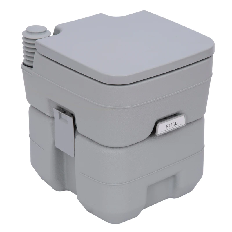Outsunny WC portatile da campeggio con coperchio e 2 serbatoi rimovibili, 35,5x41x42,5 cm, Grigio