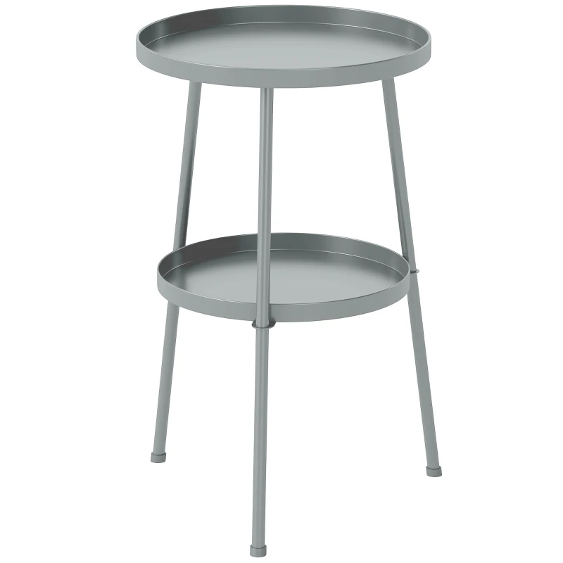 Outsunny Table de jardin Ø36 cm, table de balcon en métal, table de repas d'extérieur, table de terrasse ronde pour jardin terrasse balcon gris foncé