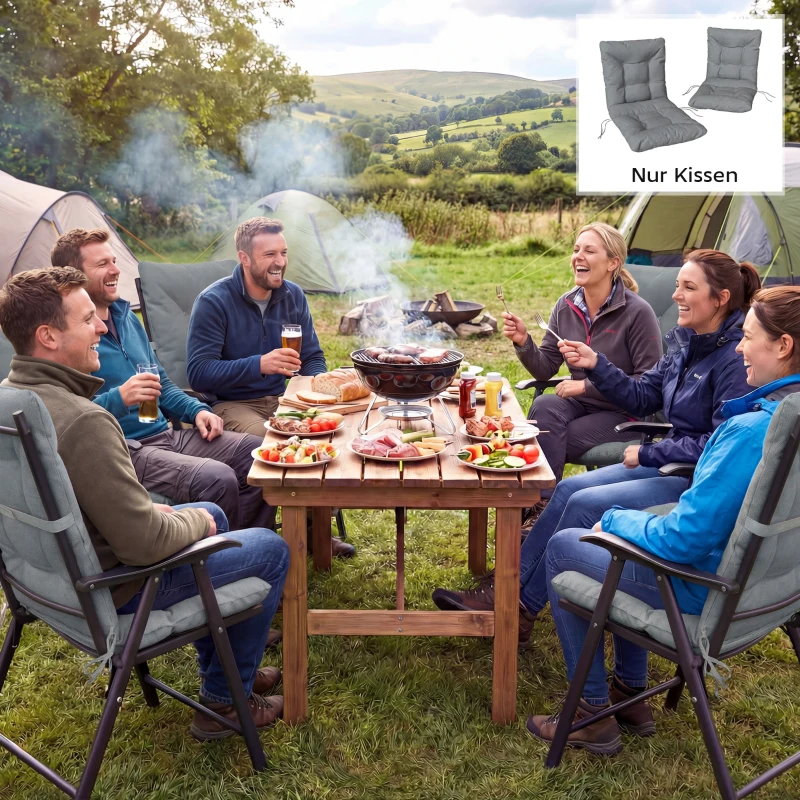 Outsunny Cuscino da esterno con schienale e cinghie, Grigio chiaro