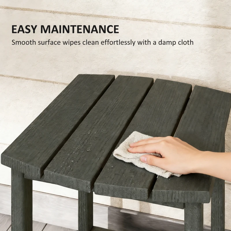 Outsunny Outdoor Side Table, Garden Coffee Table, All-Weather Adirondack Side Table for Garden, Beach, Indoor Outdoor, Grey