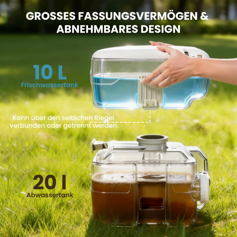 HOMCOM Chemisch Toilet Draagbaar Max. Draagkracht tot 147 kg 20L voor Kamperen, Wandelen, Reizen, Vissen 41,5 x 36,5 x 42 cm Grijs