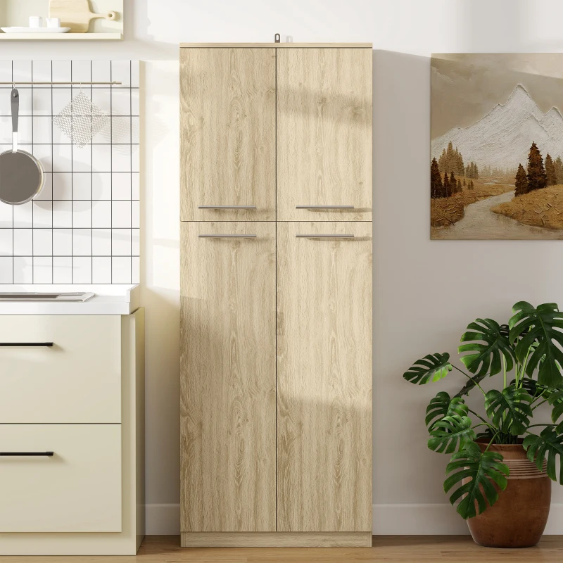 Homcom Mueble Contenedor Minimalista con 2 Armarios y Estantes Regulables, en Madera, 59X31X155 cm, Roble