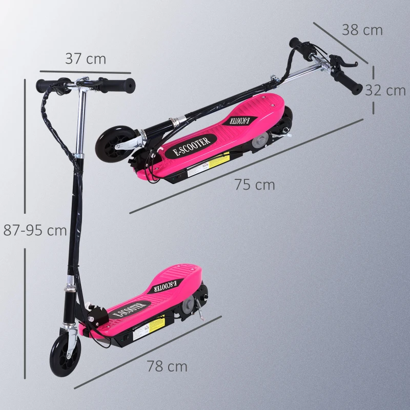 HomCom Monopattino Scooter Elettrico per Bambini 120W Pieghevole Struttura in Metallo, Rosa