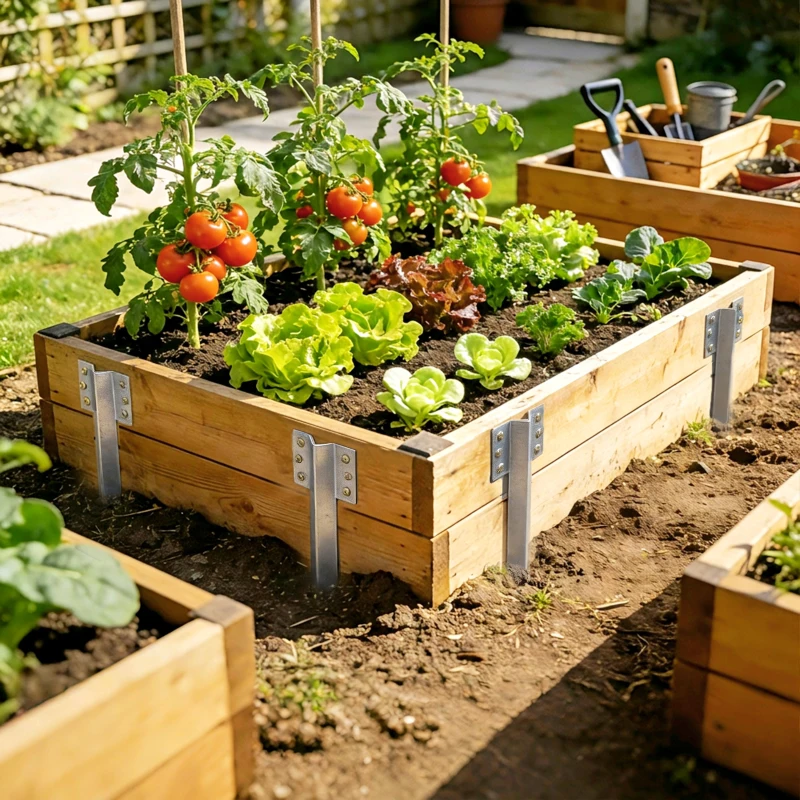 Outsunny set van 20 bielbeugels voor spoorbielzen, 41 cm zware verzinkte stalen palen met schroeven en handschoenen
