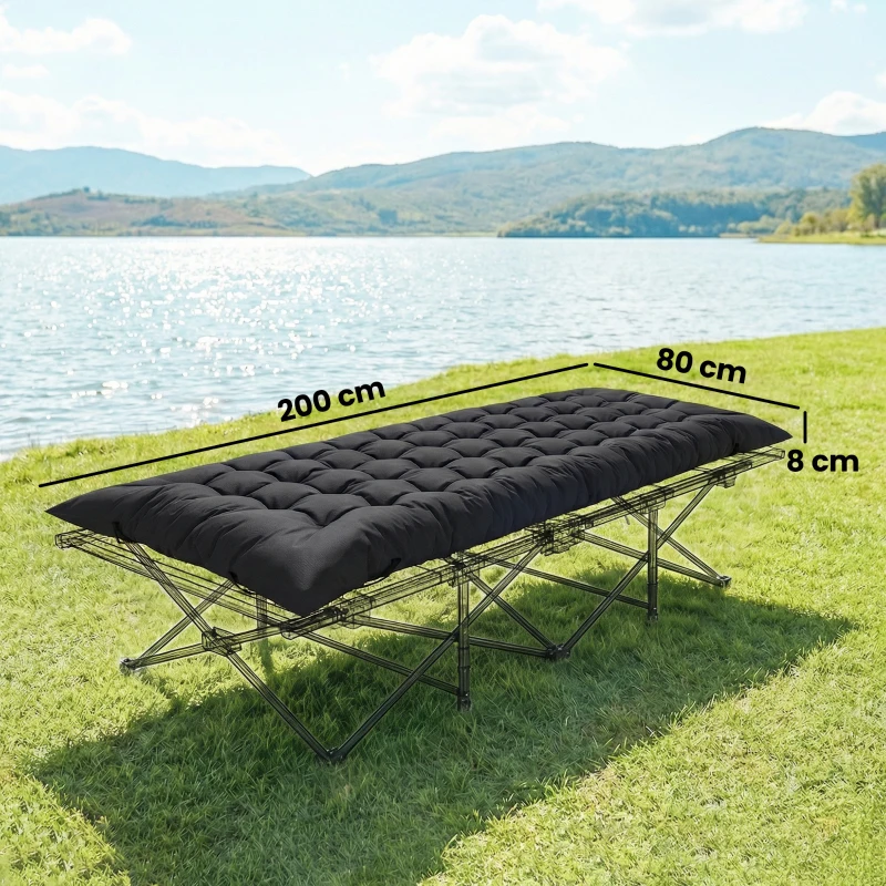 Outsunny Tapis de camping pliable portable avec sangles antidérapant pour lit de camp tente voyages noir