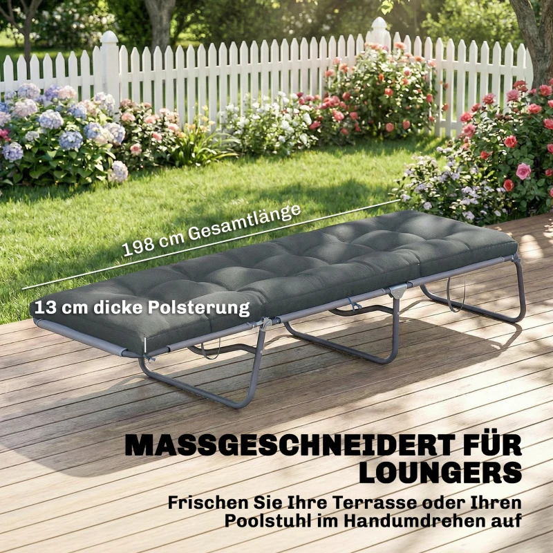 Outsunny Palettenkissen Abnehmbar Sitzkissen mit Befestigungsbändern Palettenpolster für die meisten Liegen 198x65x13cm Dunkelgrau