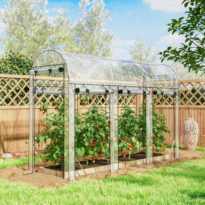 Outsunny Serra tunnel 3 m² con struttura in acciaio, 295x100x197 cm, Trasparente