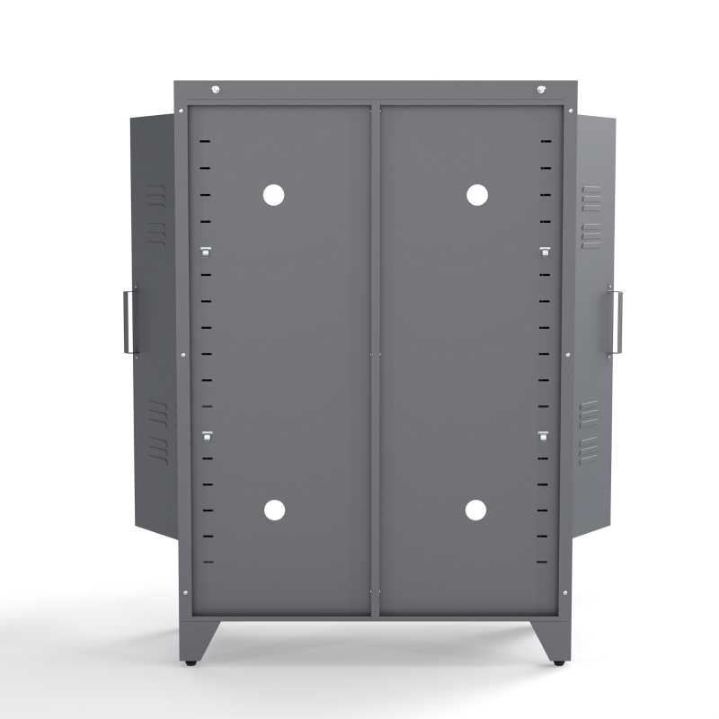 HOMCOM Dulapior Multifunctional cu 2 Usi Stil Industrial, Dulapior Metalic pentru Casa si Garaj - Gri