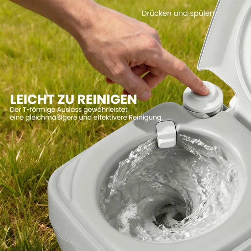 HOMCOM Chemisch Toilet Draagbaar Max. Draagkracht tot 147 kg 20L voor Kamperen, Wandelen, Reizen, Vissen 41,5 x 36,5 x 42 cm Grijs