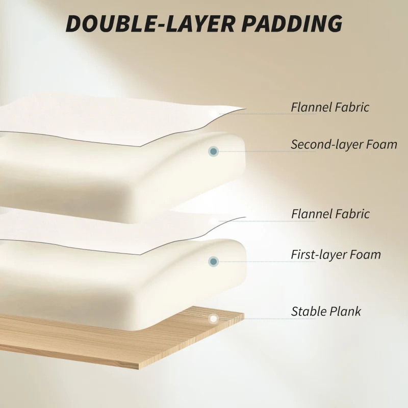 HOMCOM Fotel biurowy z regulowaną wysokością, obrotowy, z lędźwiowym wsparciem, podnóżkiem, śnieżnym flanelowym materiałem, 80 x 80 x 106-114 cm, kremowy