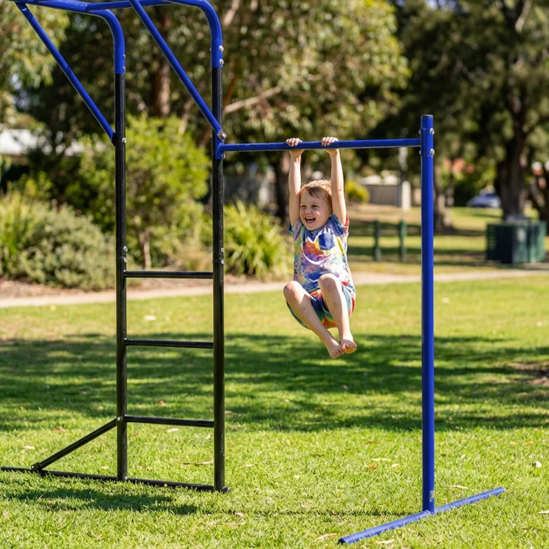 AIYAPLAY Structură de cățărat pentru exterior - turn cu bară de gimnastică și bară pentru tracțiuni pentru copii 3-8 ani până la 150 kg 250x190x180 cm Negru