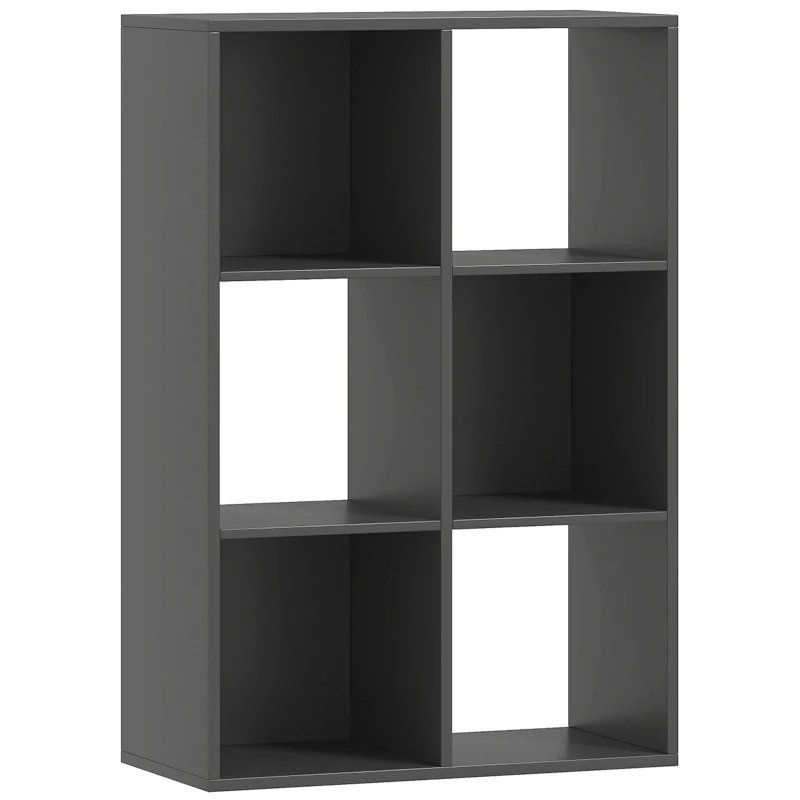 HOMCOM Bibliothèque à cubes avec 6 étagères porte-objets en bois au design rustique, 61,5x29,5x91,5 cm, Noir