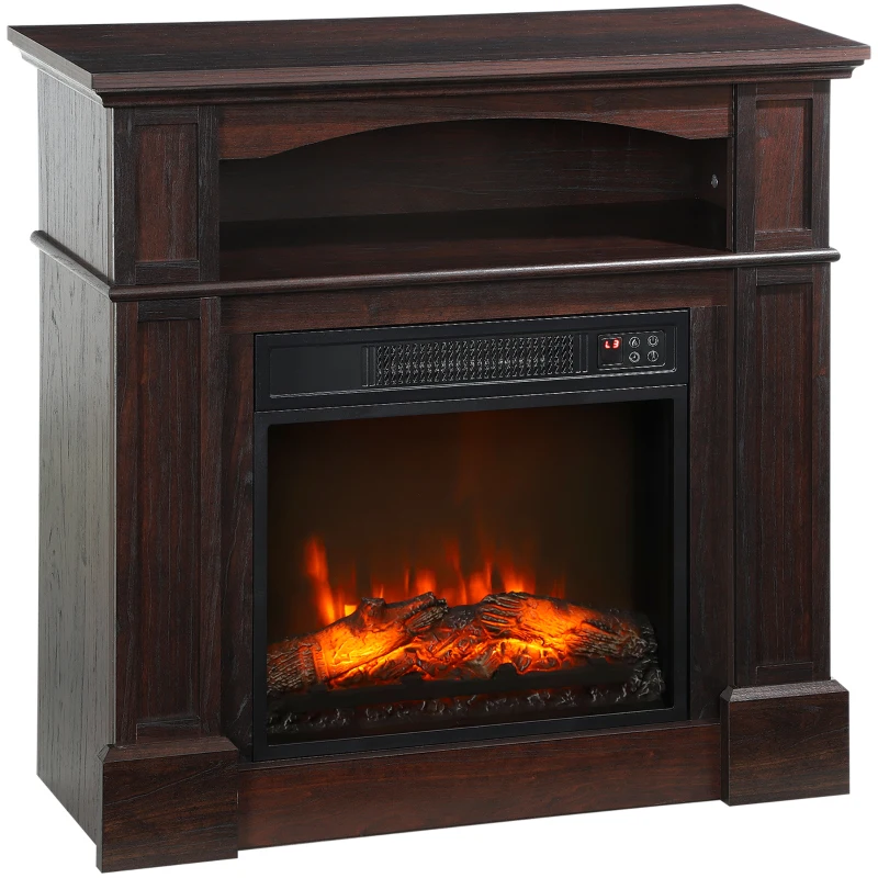 HOMCOM Chimenea eléctrica efecto llamas LED brillo regulable con mando a distancia - 1800 W - 80,5 x 32,3 x 80,5 cm