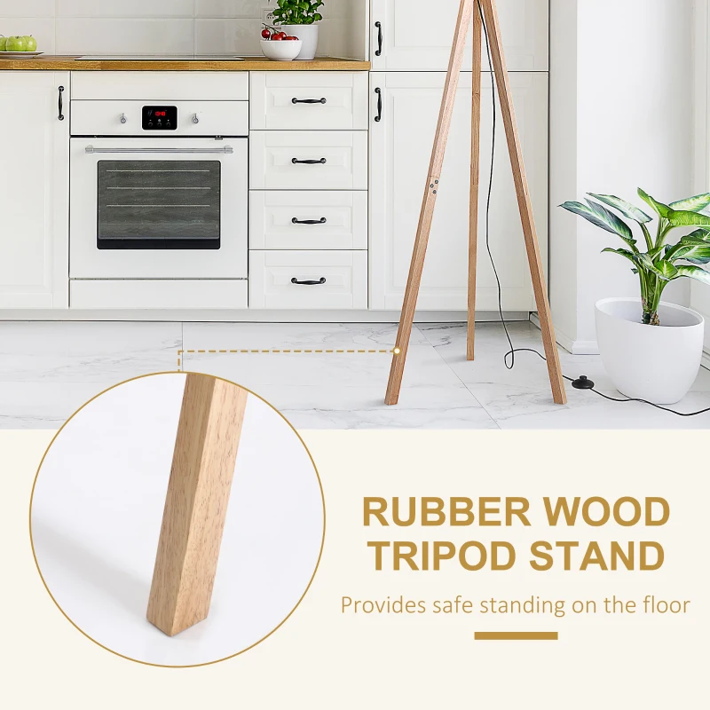 Homcom Lampada da Terra con Treppiede e Paralume in Lino Beige per Soggiorno Lampadine E27 Ф45 x 152cm
