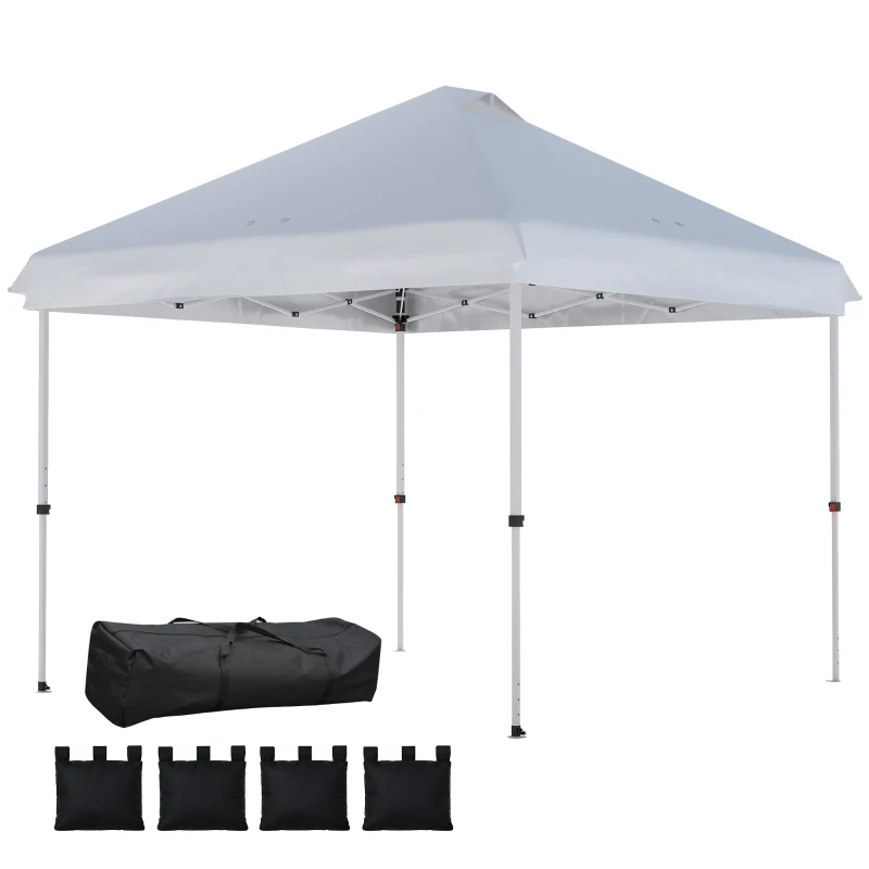 Outsunny Gazebo pieghevole 3x3 m con ruote e protezione UPF50+, Bianco