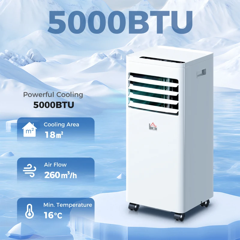 HOMCOM Portable Air Conditioner 9000 BTU, Air Conditioning Unit with Digital Display for Room up to 28㎡