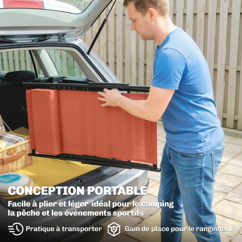 Outsunny Lot de 2 bain de soleil, chaise longue pliante avec appuie-tête en textilène inclinable 60 x 100 x 85 cm, rouge brique