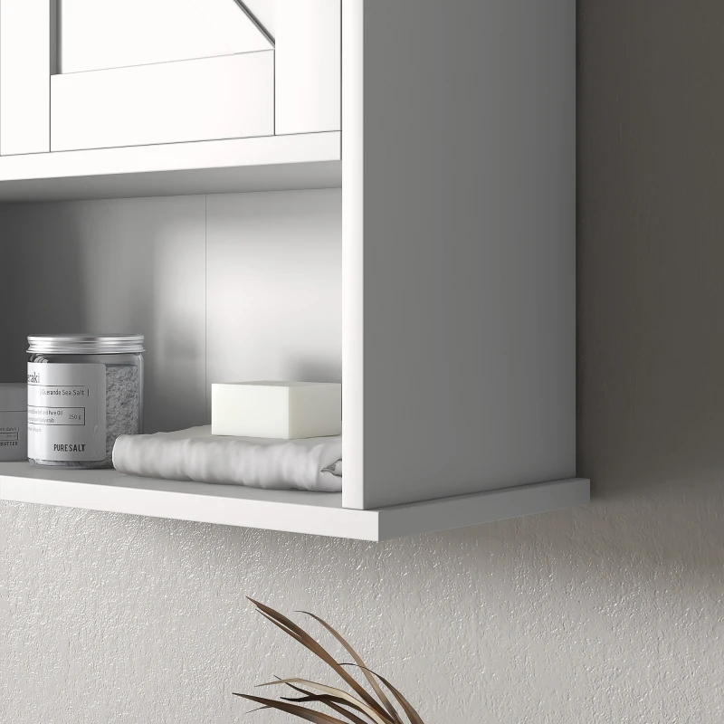 kleankin Armadietto da Bagno da Parete, Mobile da Bagno Appendiabile Rustico con Scomparto Ripiano Regolabile e 2 Ante, Bianco