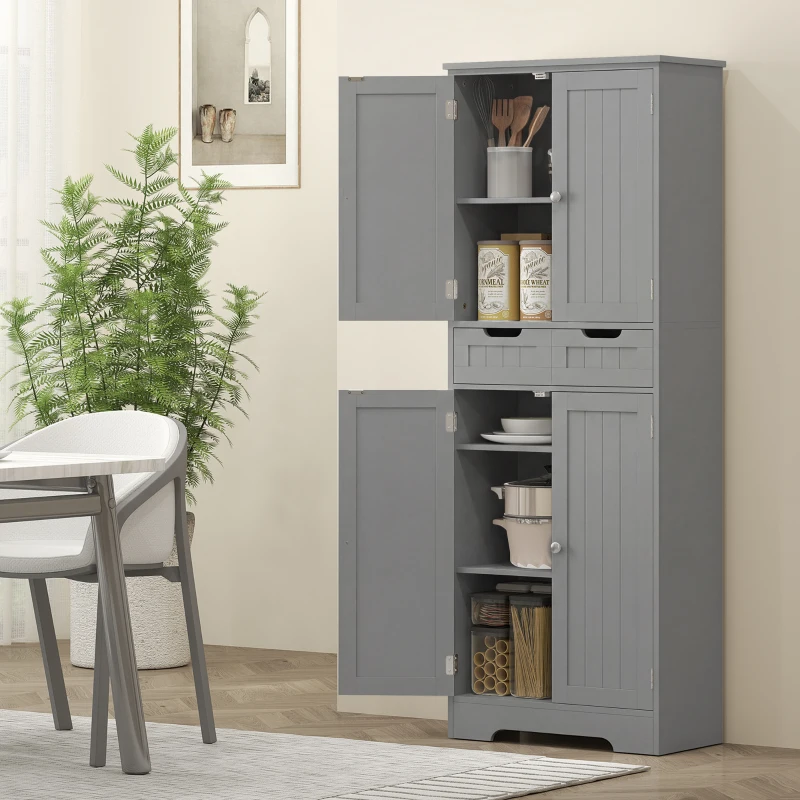 HOMCOM Mobilier de baie cu sertar, dulap cu uși, raft reglabil, 60 x 30 x 160 cm, gri
