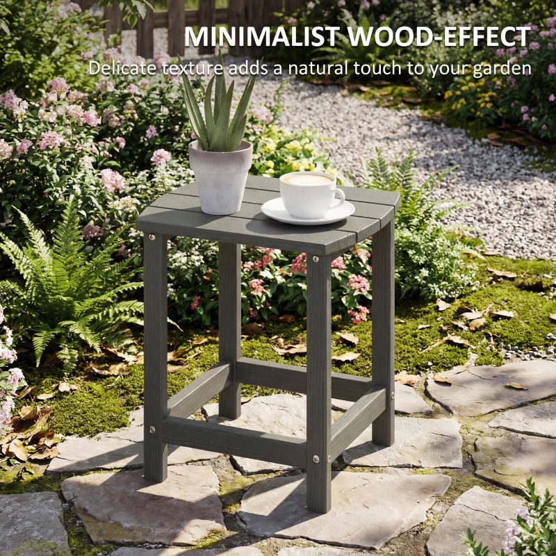 Outsunny Outdoor Side Table, Garden Coffee Table, All-Weather Adirondack Side Table for Garden, Beach, Indoor Outdoor, Grey