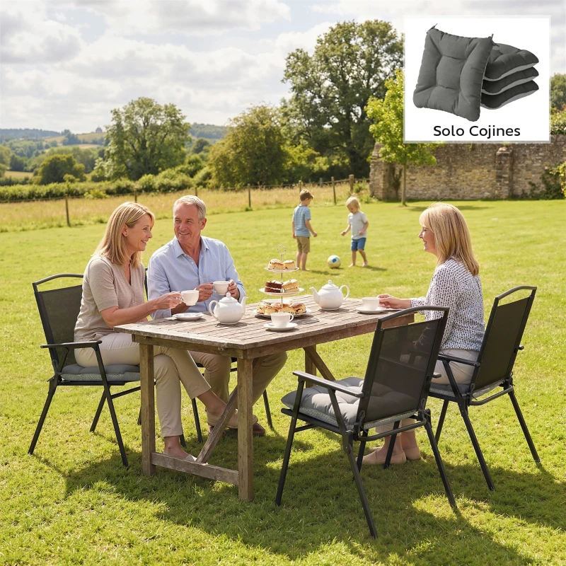 Outsunny Set de 4 perne pentru scaune de grădină cu șireturi și bază antiderapantă impermeabile 39,5x39,5x10 cm Gri închis