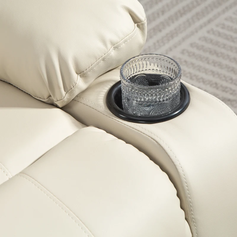 HOMCOM Sillón Relax Reclinable Eléctrico Levanta Personas con Masaje Vibratorio y Calor Puerto USB Control Remoto Crema