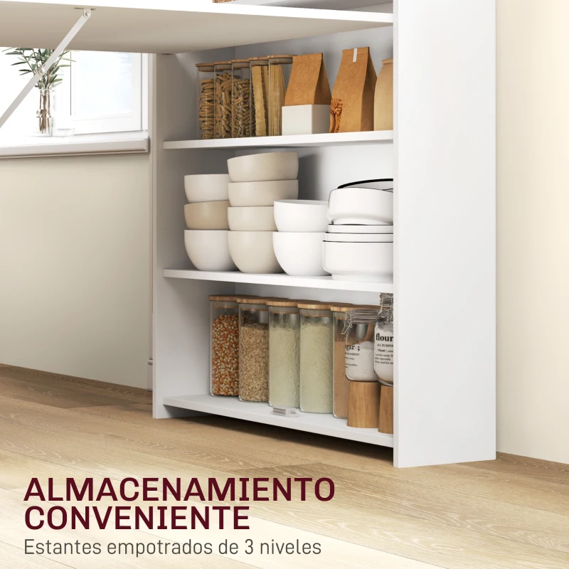 HOMCOM Mesa Plegable de Comedor Mesa de Cocina con Ala Abatible 4 Compartimentos Hasta 3 Personas 78,5x91x93 cm Blanco