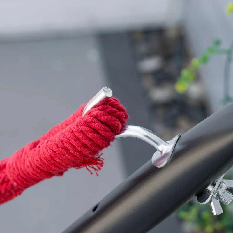 Outsunny Cama Rede com Suporte de Aço Portátil com Altura Ajustável em 6 Níveis com Bolsa de Transporte para Jardim Sala de Estar Carga Máxima 150kg 200x150cm Multicor