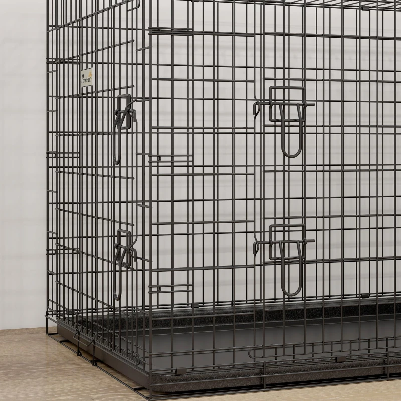 PawHut Gabbia Trasportino per Animali Pieghevole in Acciaio, 91x61x67cm