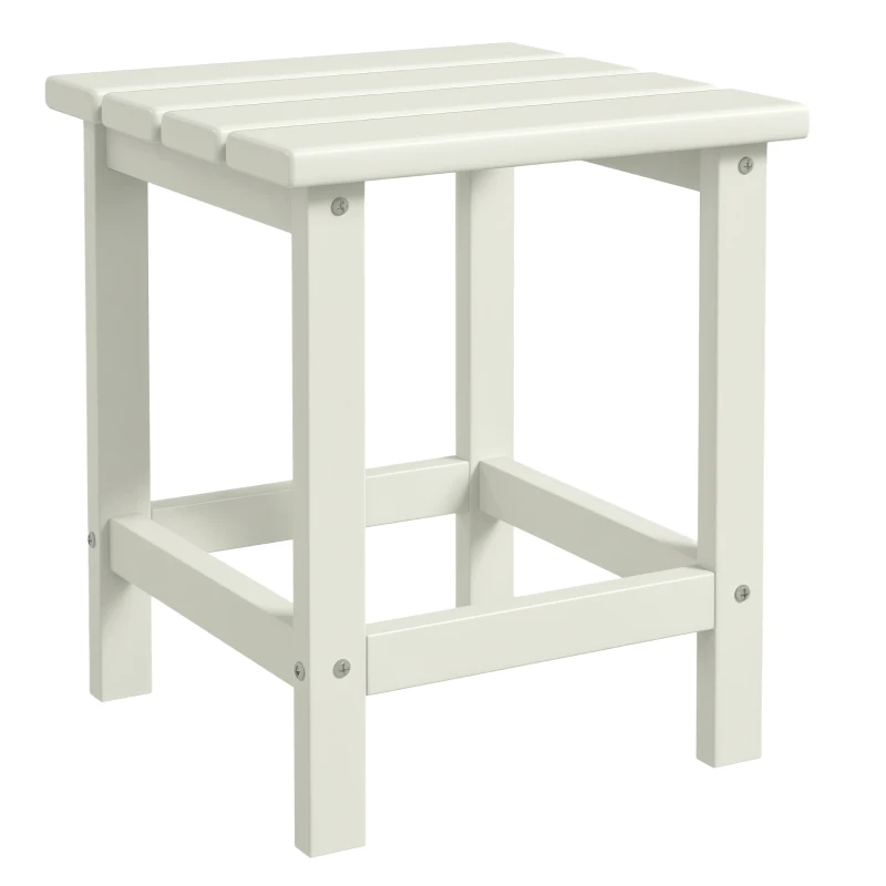 Outsunny Square Coffee Table, HDPE Tabletop and Frame for Porch, Garden, Side Table, 38 x 38 x 46 cm, White