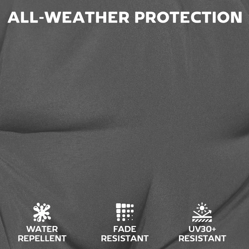 Outsunny Outdoor Seat Cushions Set of 2 with Ties, Waterproof Garden Seat Pads, Dark Grey