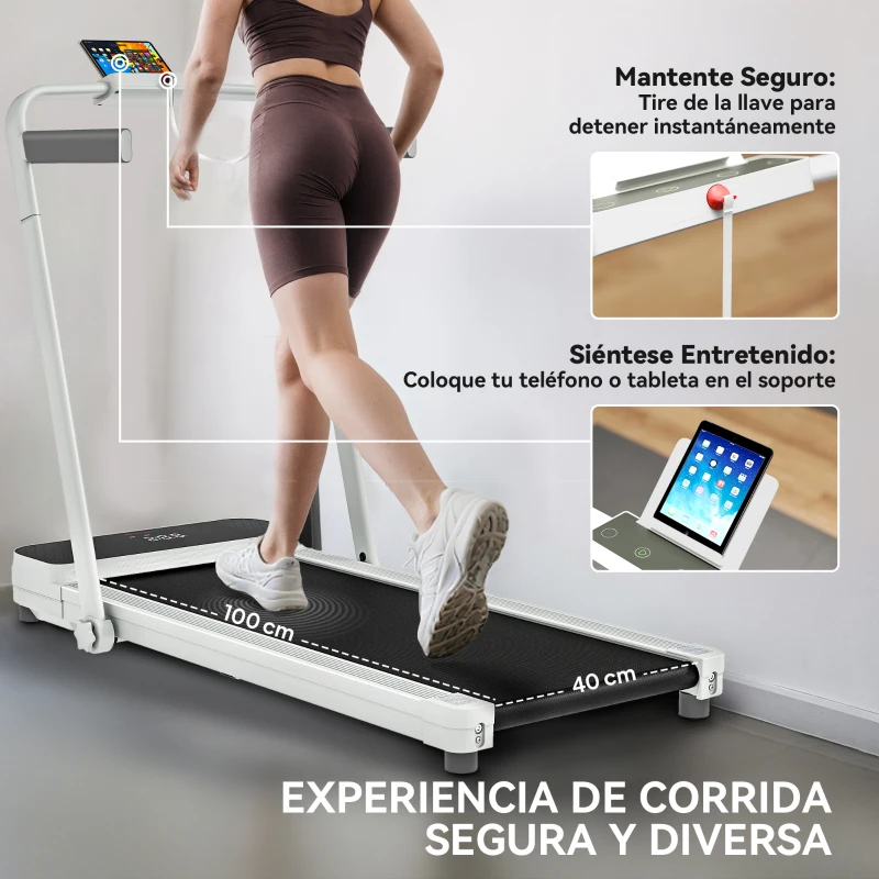 SPORTNOW Cinta de Correr Plegable Inclinado Debajo del Escritorio con 2.5HP 0-12 KM/H Pantalla LED Control Remoto y Soporte
