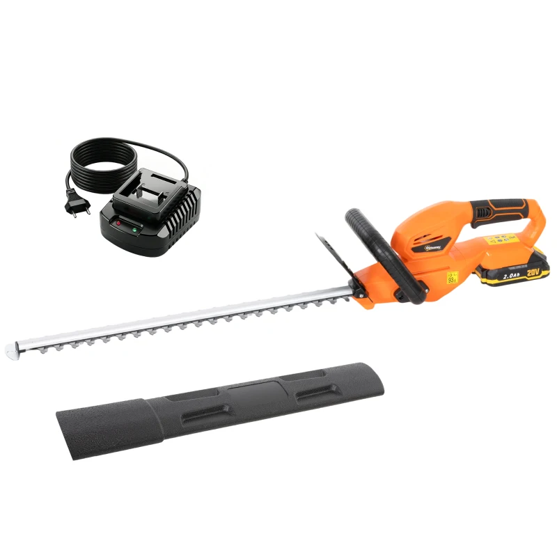 Outsunny Elektro Heckenschere Akku Elektrischer Heckenschneider mit 100 W Motorleistung Kabellos 51cm Schnittlänge ABS Orange