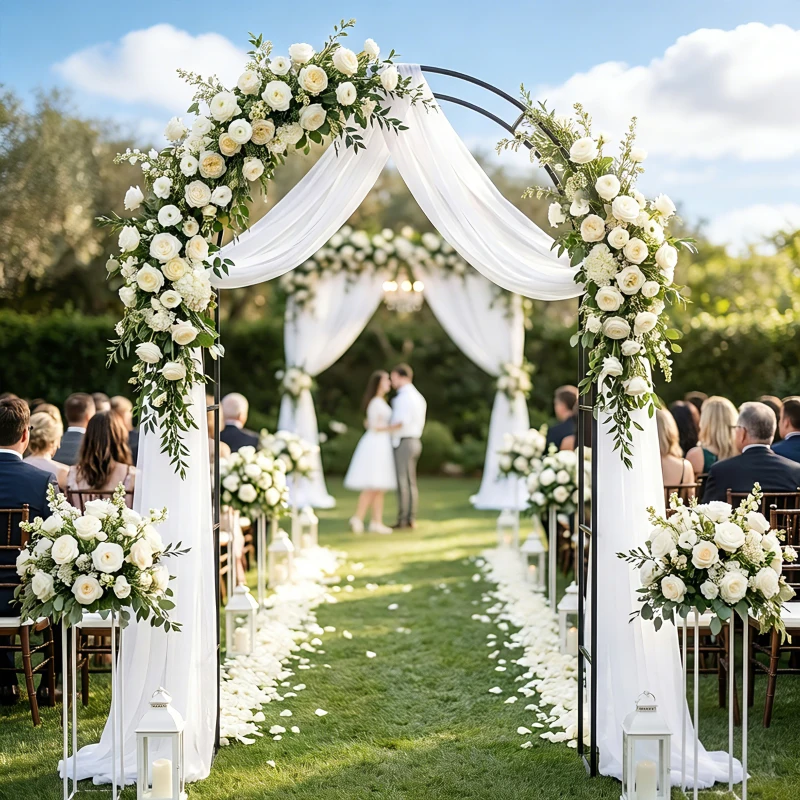 Outsunny Garden Arch, 2.4 m High x 1.5 m Wide Metal Garden Trellis for Climbing Plants, Outdoor Wedding Arch for Bridal, Black