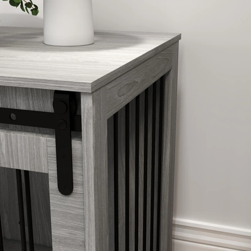 PawHut 98cm Dog Crate Furniture with Removable Cushion for Large Dogs - Grey