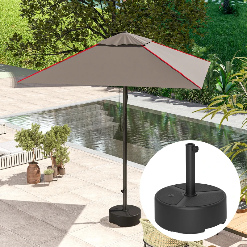 Outsunny Pied de parasol en HDPE remplissable 18kg/20kg avec sable/eau, rond noir