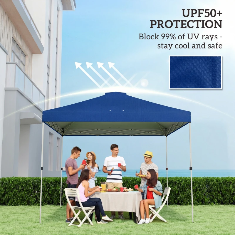 Outsunny Gazebo Roof Replacement UV50+ Waterproof Pop Up Canopy Cover with 8 Drainage Holes 3 x 3 m Blue