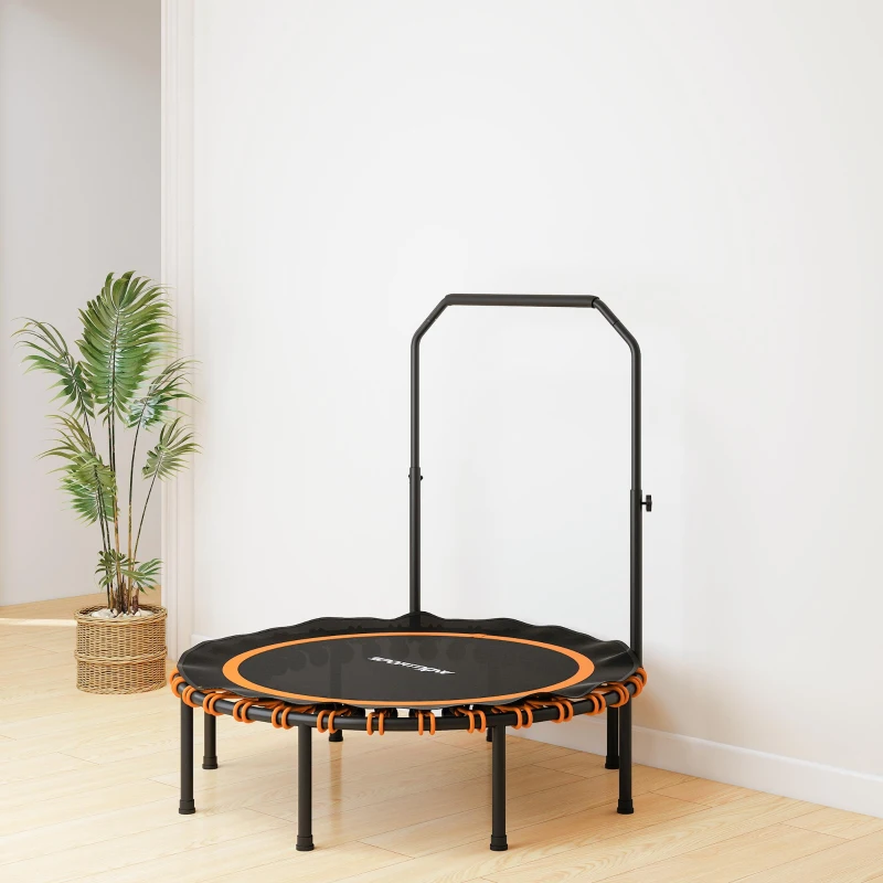 SPORTNOW Trampolín fitness con manillar ajustable, trampolín deportivo para interior y exterior, acero, plástico, naranja