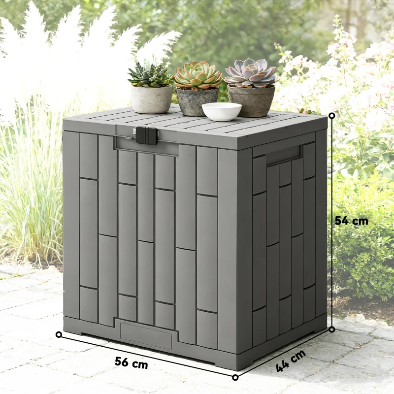 Outsunny Baule da Giardino 114L in Resina Impermeabile e Anti UV con Chiusura a Chiave, 56x44x54 cm, Grigio
