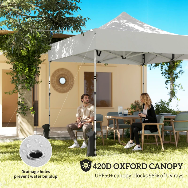 Outsunny 3 x 3 m Pop Up Gazebo with Sidewalls, UPF50+ Heavy Duty Garden Party Tent Marquee with Wheeled Carry Bag, Silver Grey